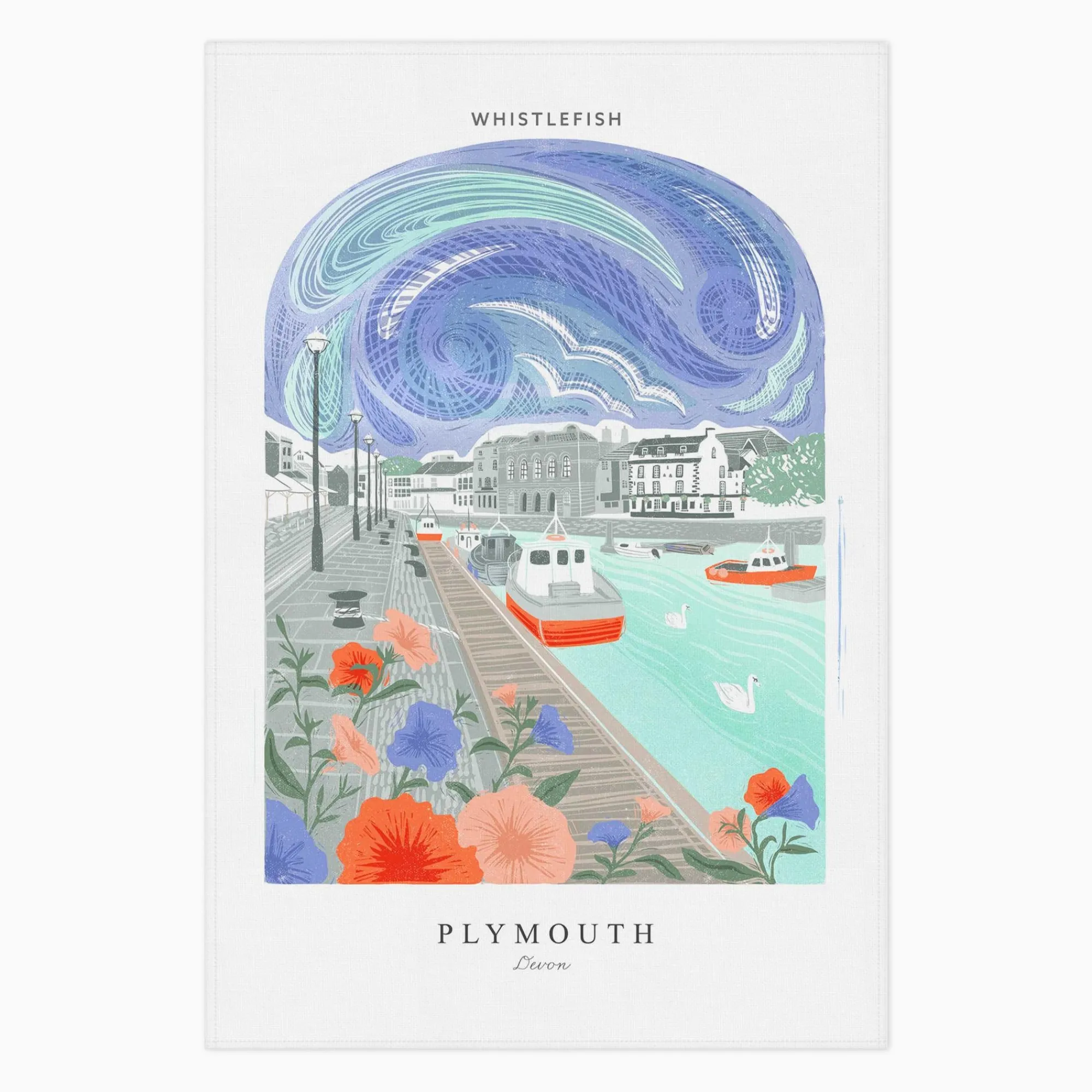 Under £20|Under £10*Whistlefish Plymouth Arched Lino Tea Towel