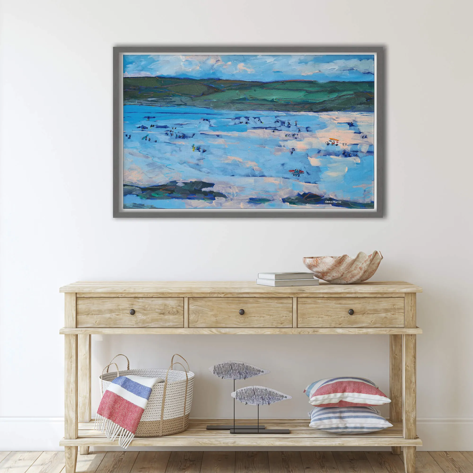 Coastal Scenes|Framed Canvas*Whistlefish Polzeath Large Framed Canvas