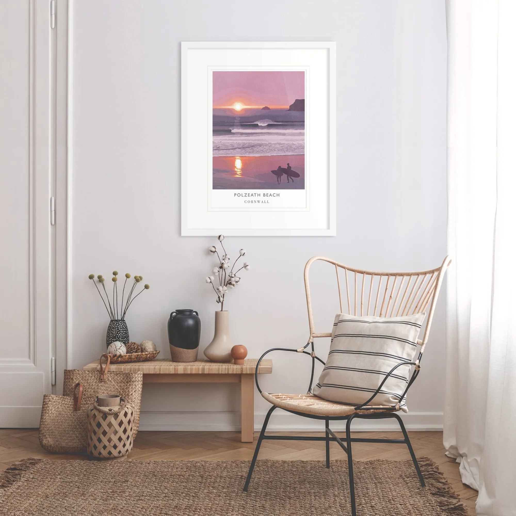 Travel|Framed Prints*Whistlefish Polzeath Sunset Large Travel Framed Print