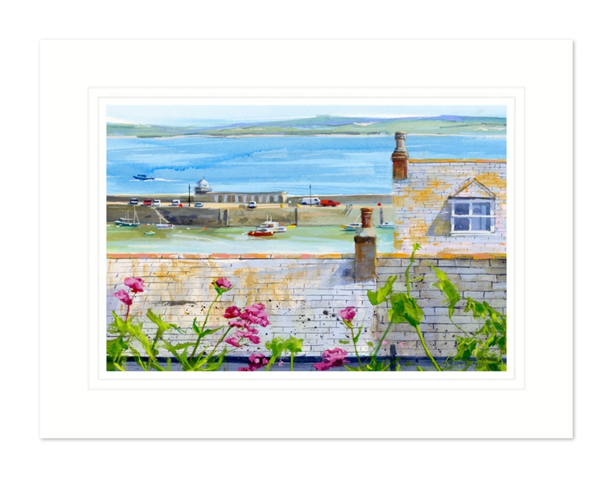 St Ives|Mounted Prints*Whistlefish Rooftop & Harbour Med Mounted Print