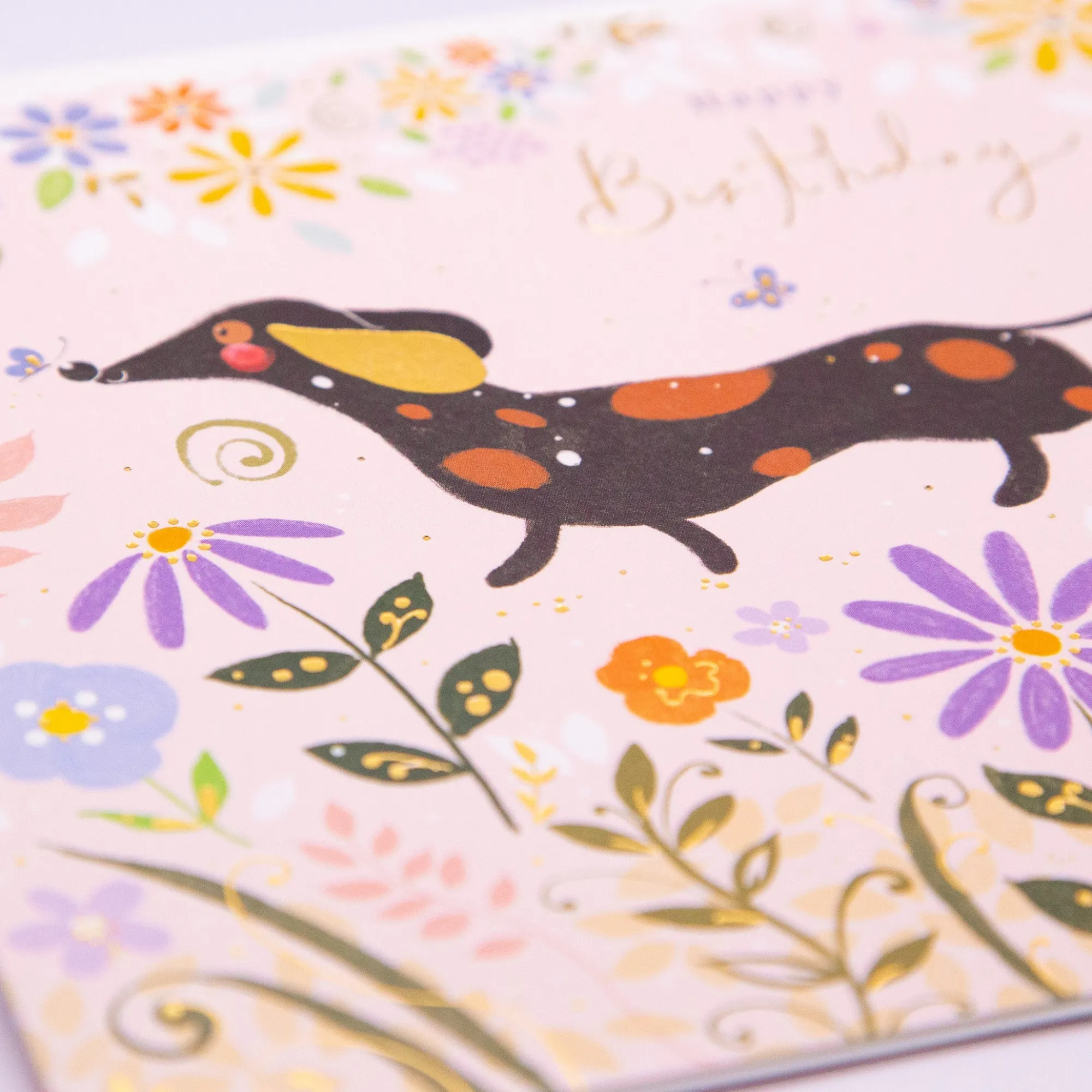 Birthday|For Children*Whistlefish Sausage Dog In The Flowers Birthday Card