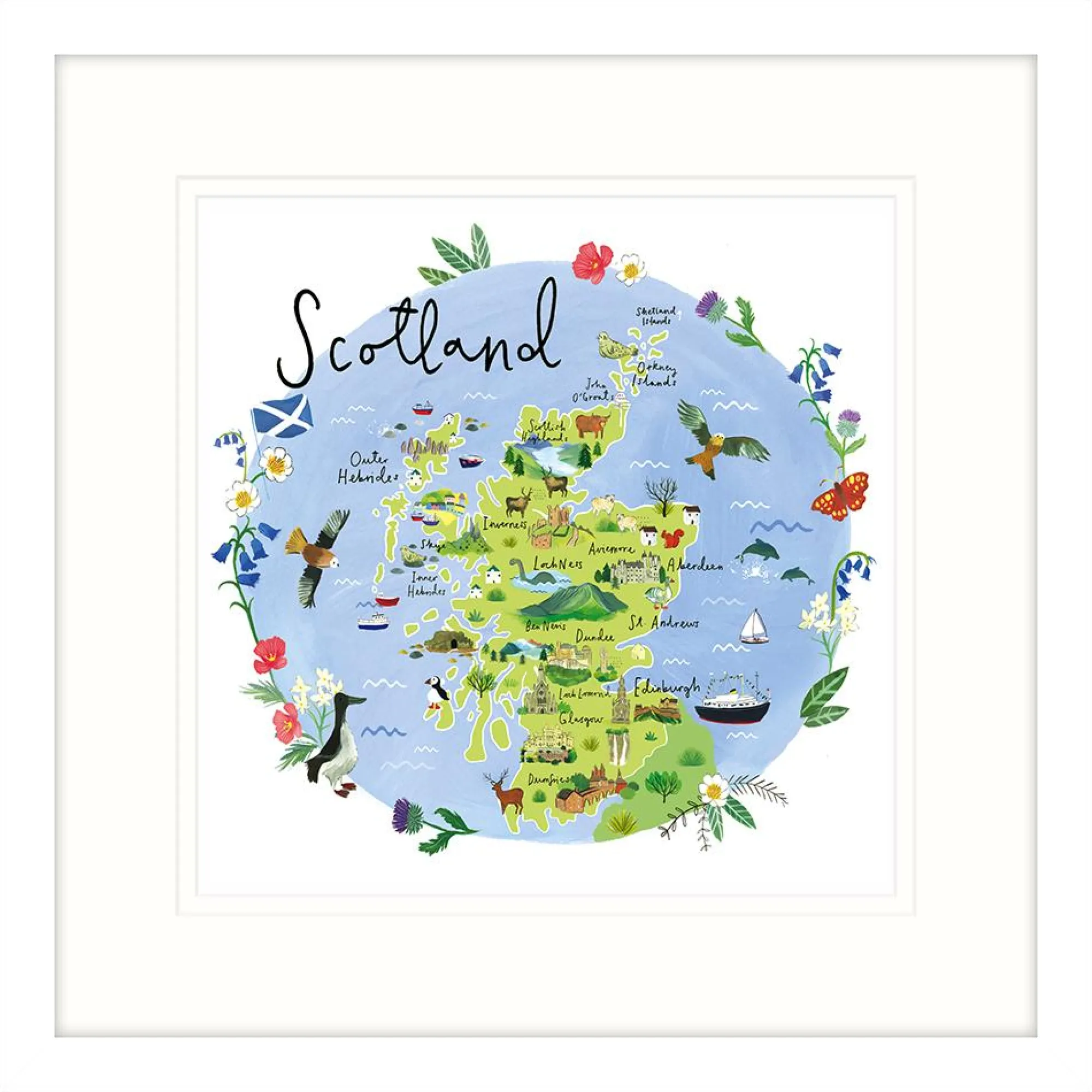 Framed Prints*Whistlefish Scotland Map Framed Print