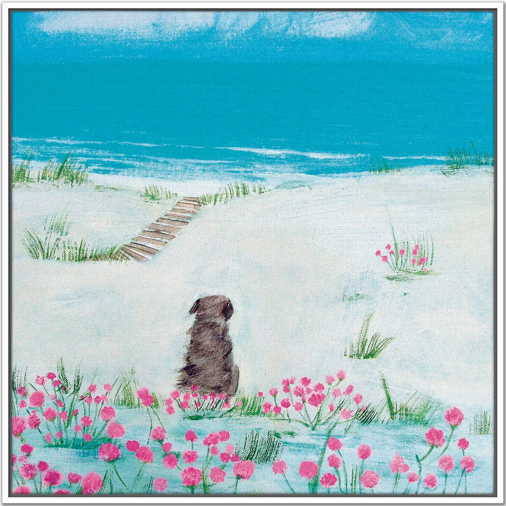 Floral & Flowers|Coastal Scenes*Whistlefish Sea Pinks Small Framed Canvas