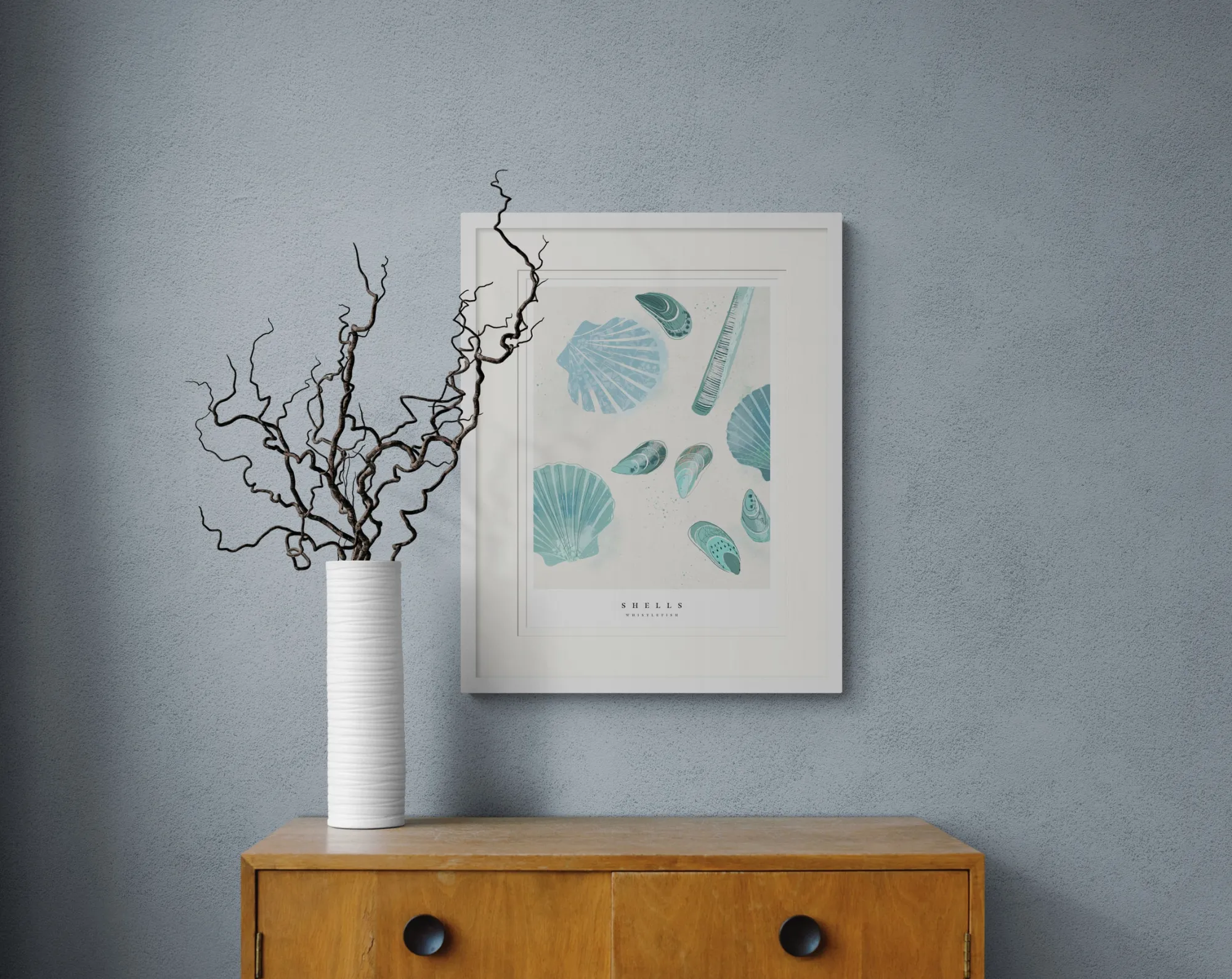Seagrass|Coastal Scenes*Whistlefish Seagrass Shells Large Framed Print