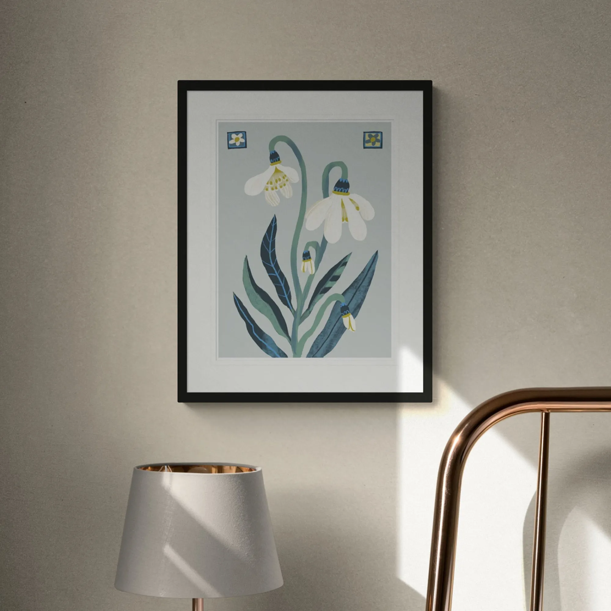 Floral & Flowers|Framed Prints*Whistlefish Snowdrop Botanical Medium Framed Print