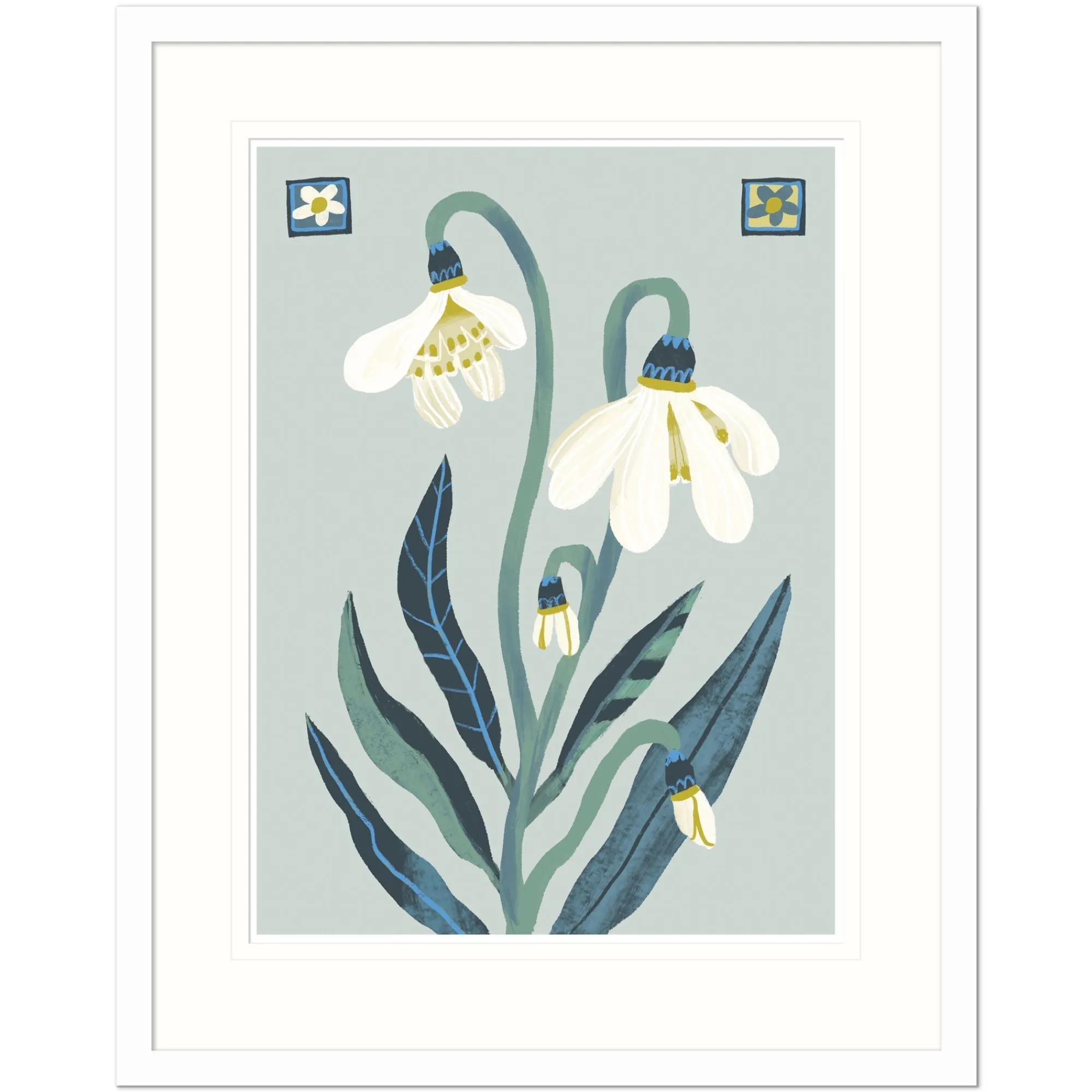 Floral & Flowers|Framed Prints*Whistlefish Snowdrop Botanical Medium Framed Print