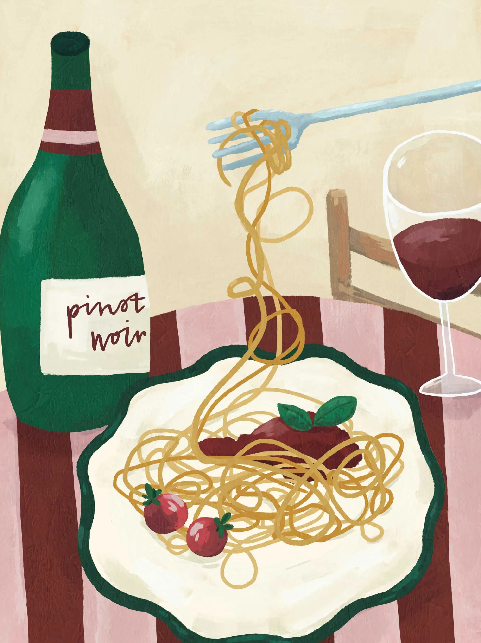 Featured Artwork|Framed Prints*Whistlefish Spaghetti & Vino Framed Print