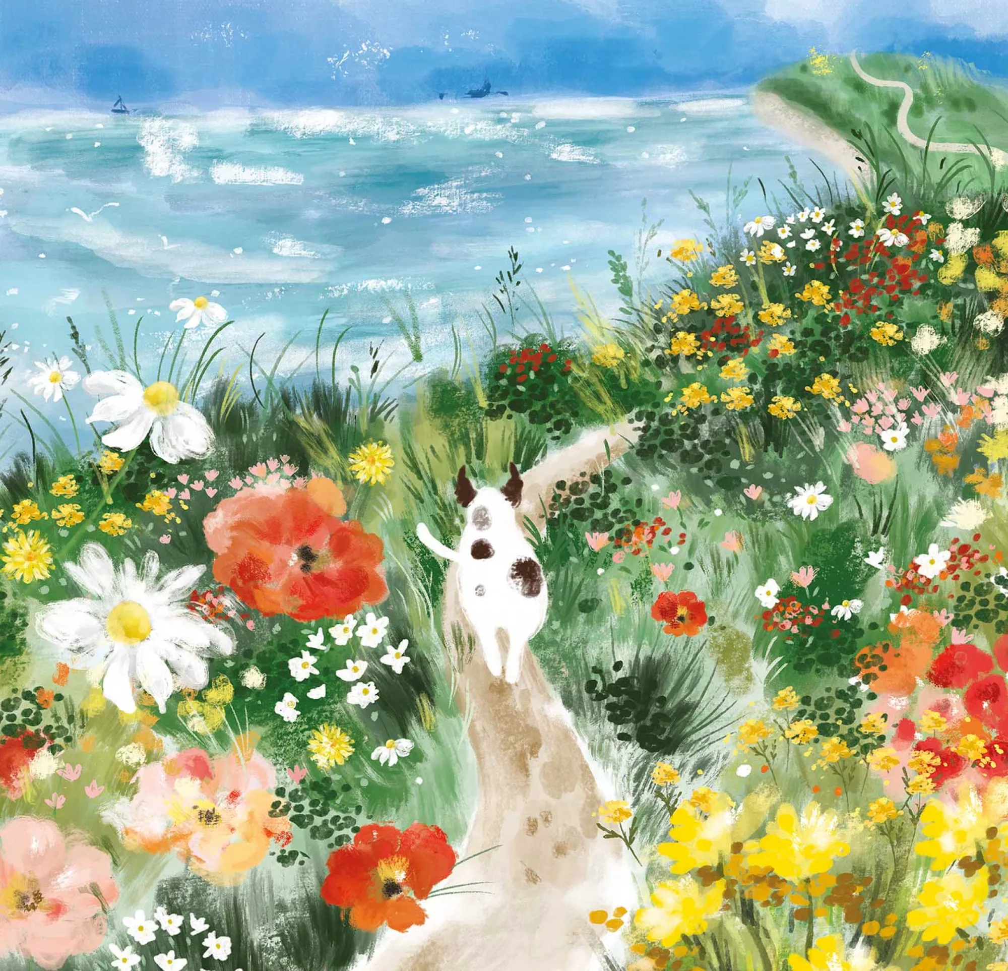 Floral & Flowers|Coastal Scenes*Whistlefish Spot Among the Wildflowers Framed Canvas
