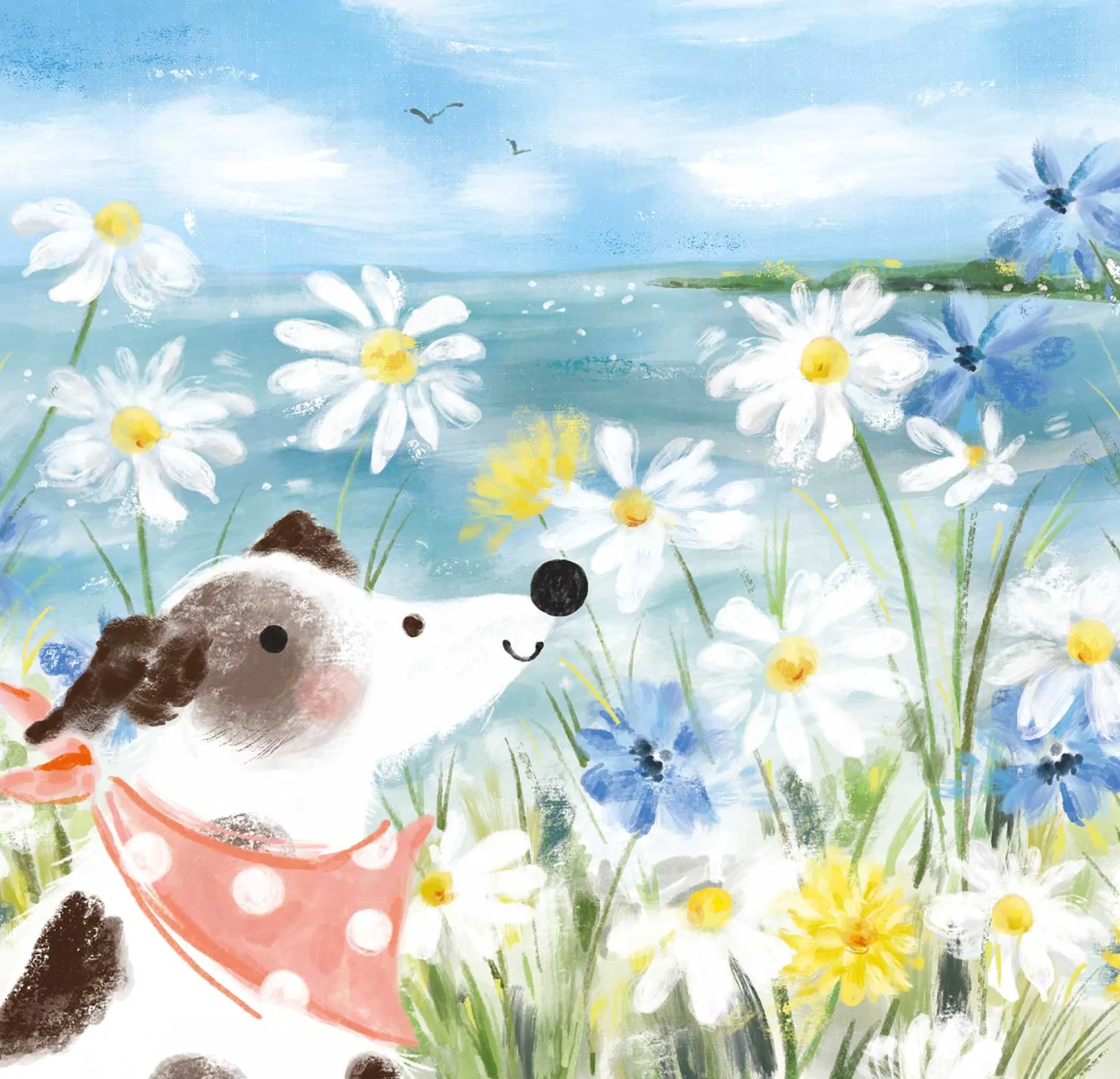 Floral & Flowers|Coastal Scenes*Whistlefish Spot and the Daisies Framed Canvas