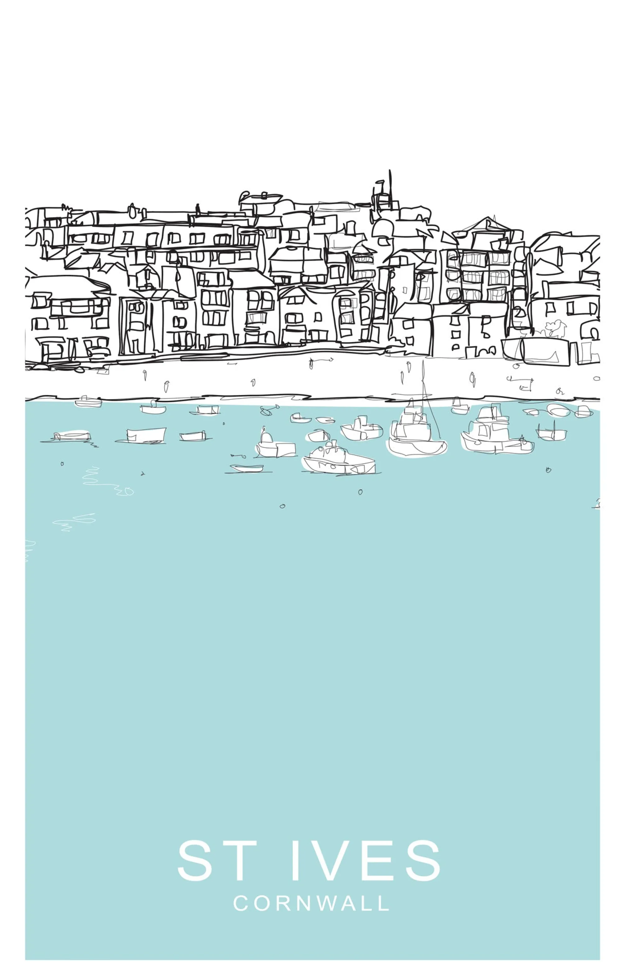 Unframed Prints*Whistlefish St Ives Blue Small Art Print