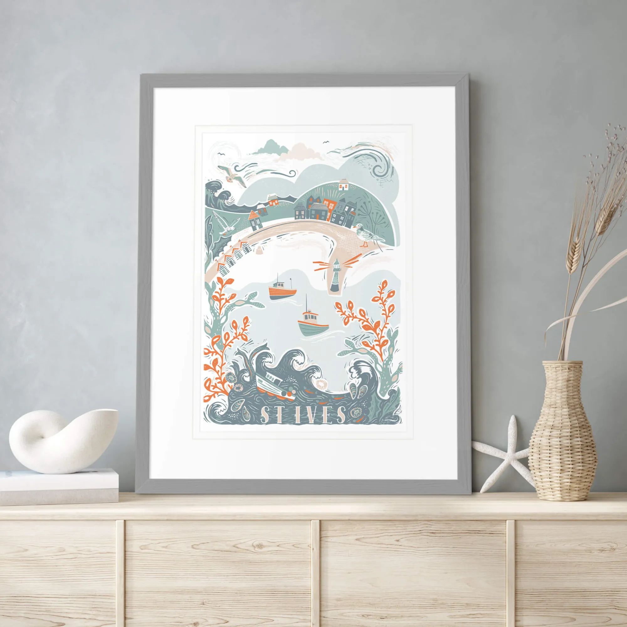 Unframed Prints*Whistlefish St Ives Lino Art Print