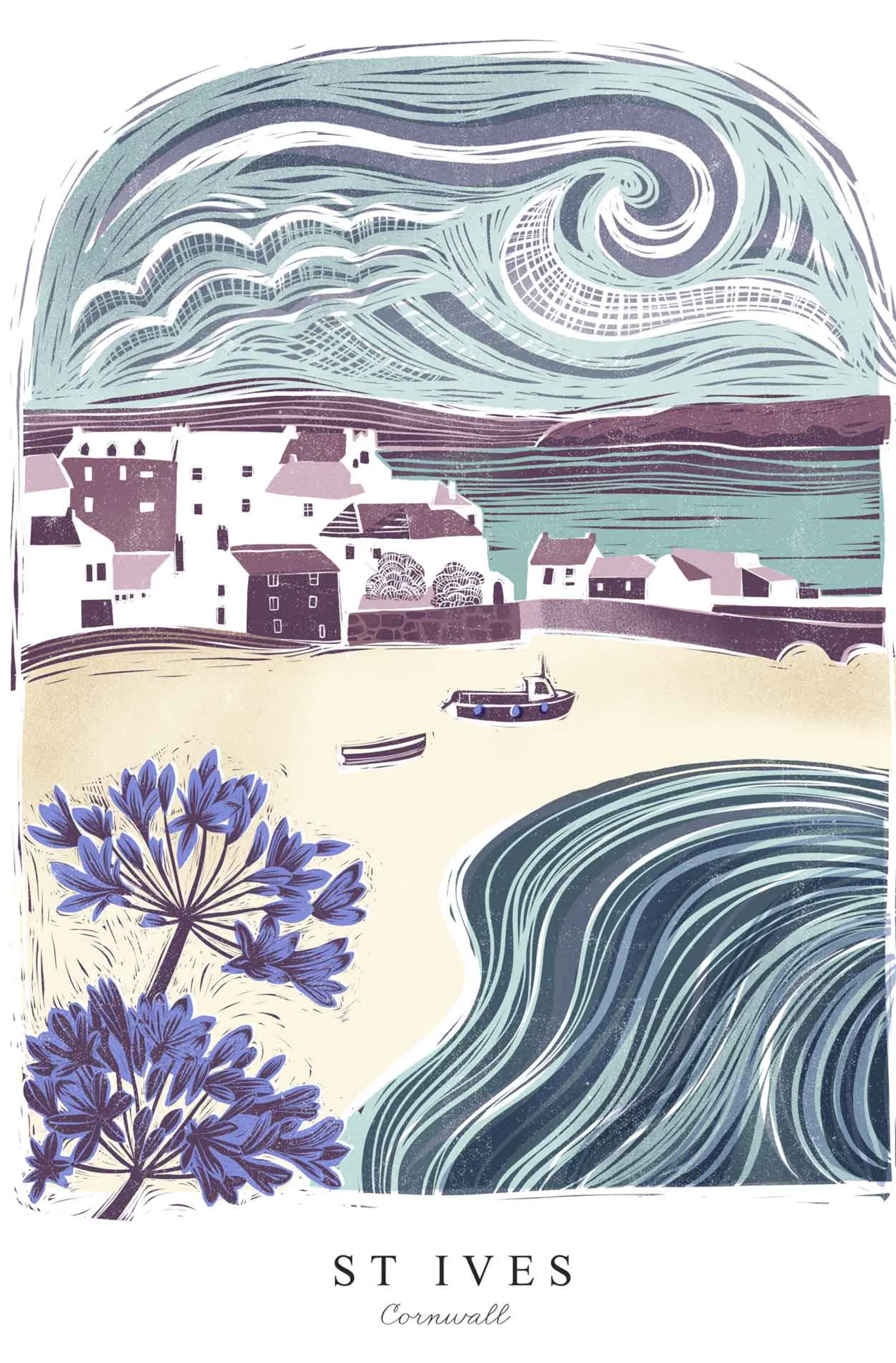 Unframed Prints*Whistlefish St Ives Lino Large Art Print