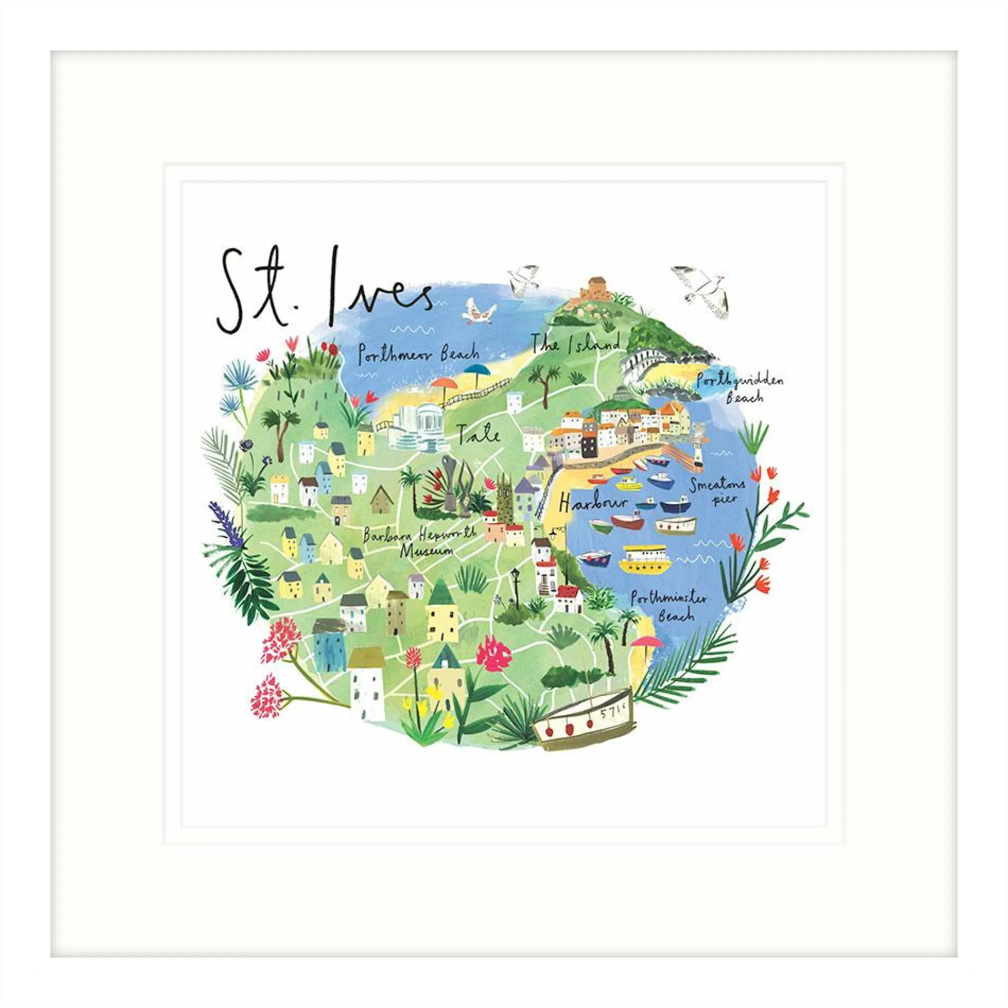 St Ives|Cornwall*Whistlefish St Ives Map Framed Print