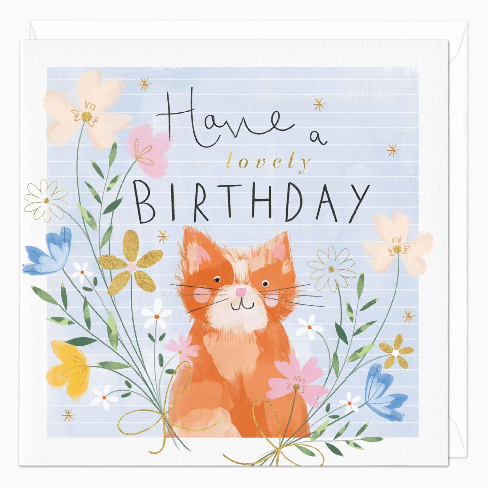 Birthday|For Her*Whistlefish Tabby Among Florals Birthday Card