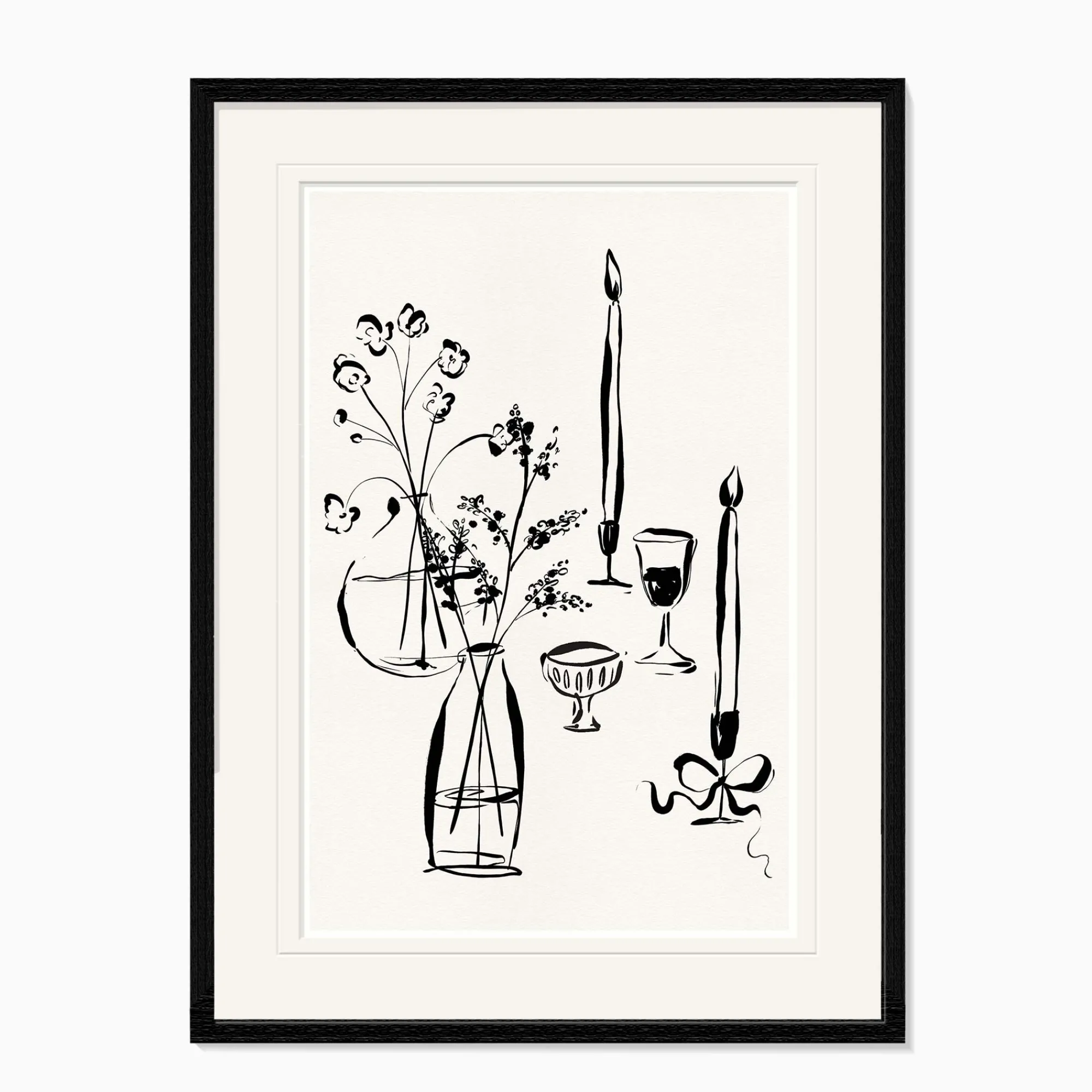 Inky Lines|Floral & Flowers*Whistlefish Table Setting Framed Print