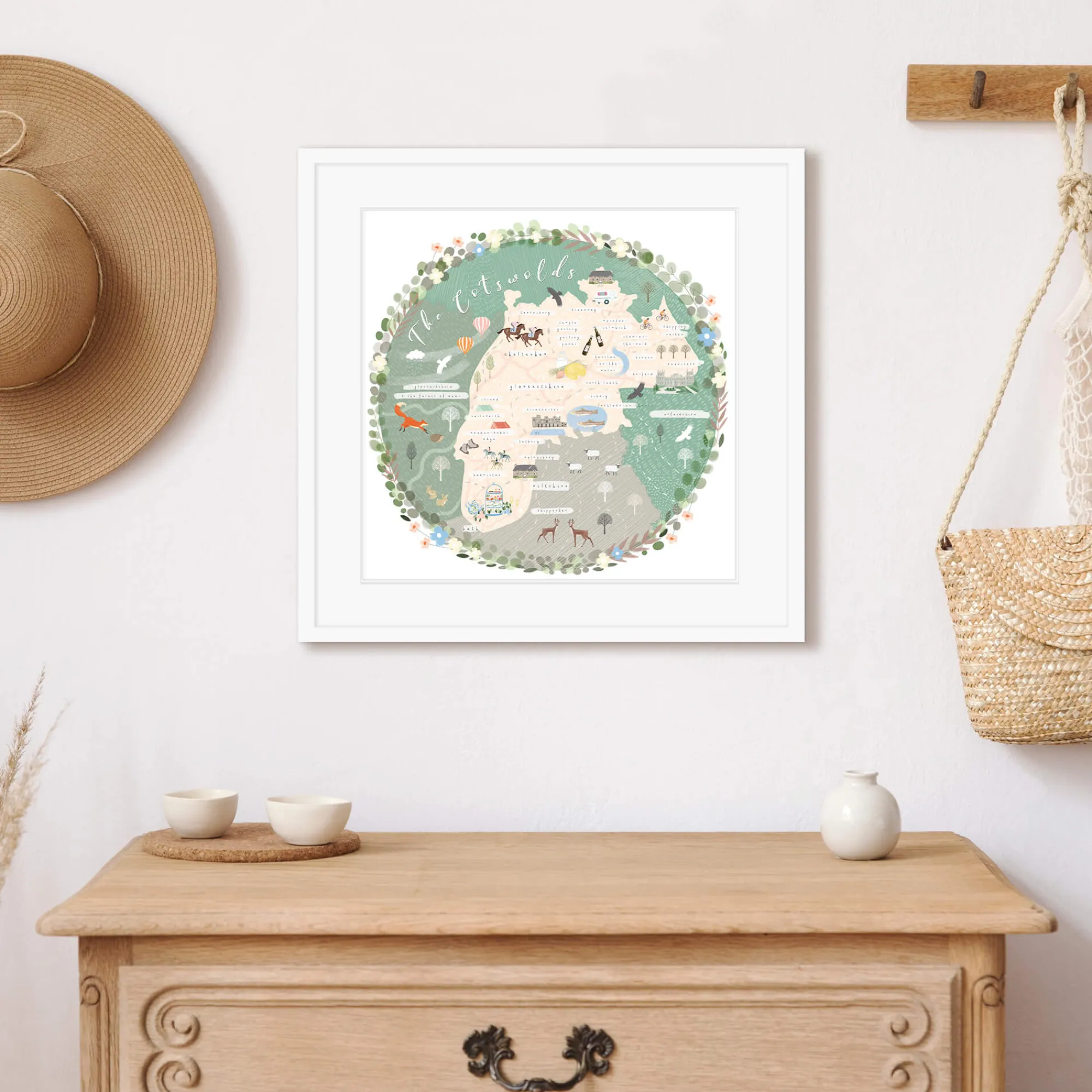 Framed Prints*Whistlefish The Cotswolds Map Framed Print