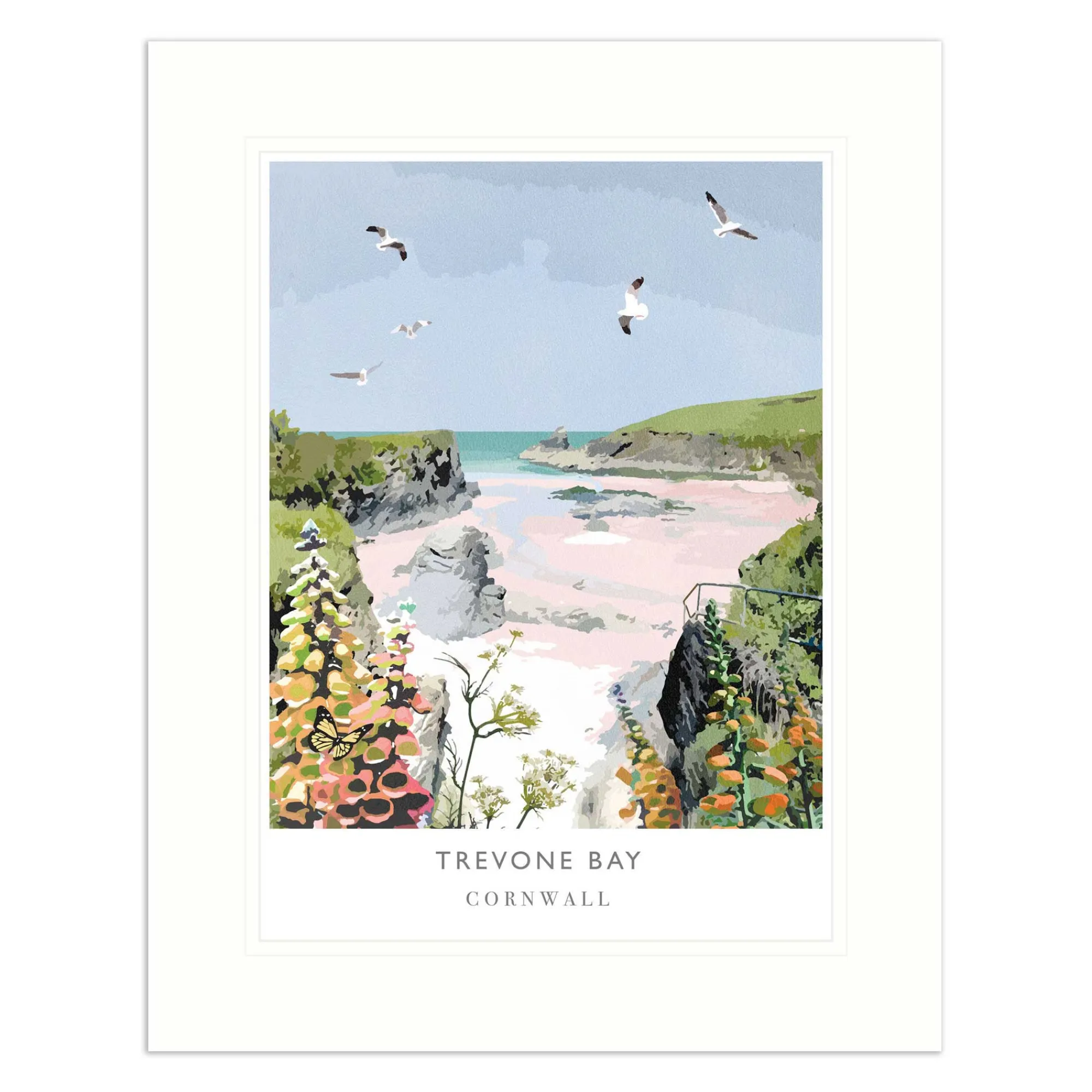 Cornwall|Mounted Prints*Whistlefish Trevone Bay Mounted Print