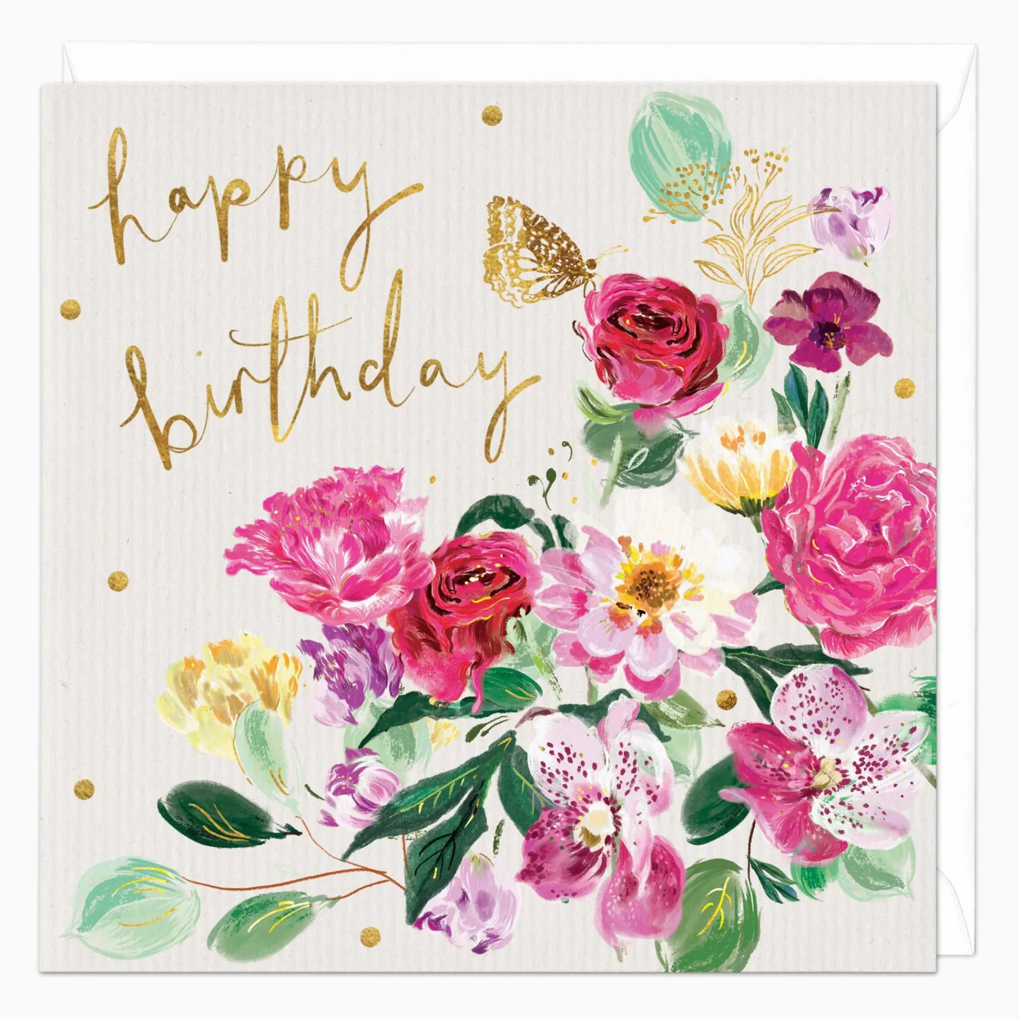 Birthday*Whistlefish Vibrant Floral Cream Birthday Card