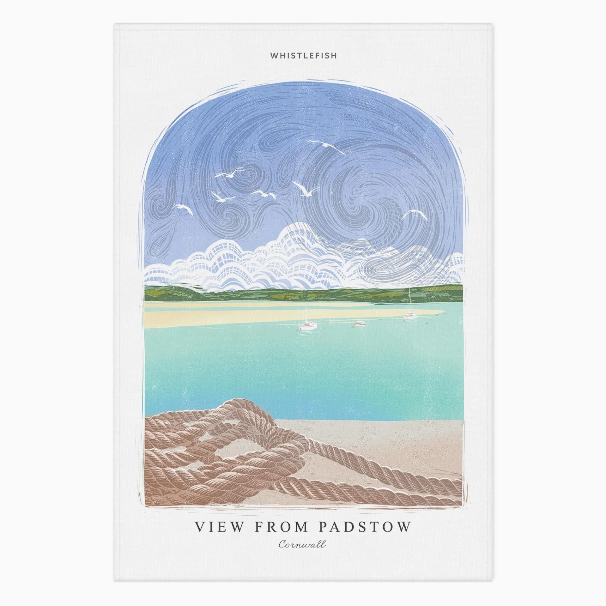 Under £20|Under £10*Whistlefish View From Padstow Arched Lino Tea Towel