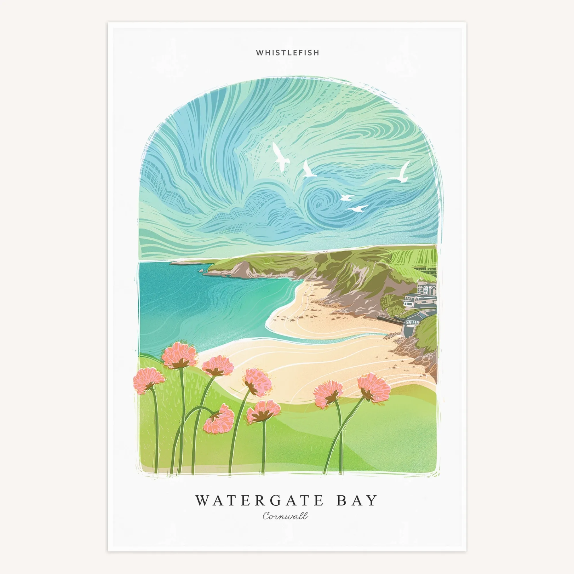 Under £20|Under £10*Whistlefish Watergate Bay Arched Lino Tea Towel