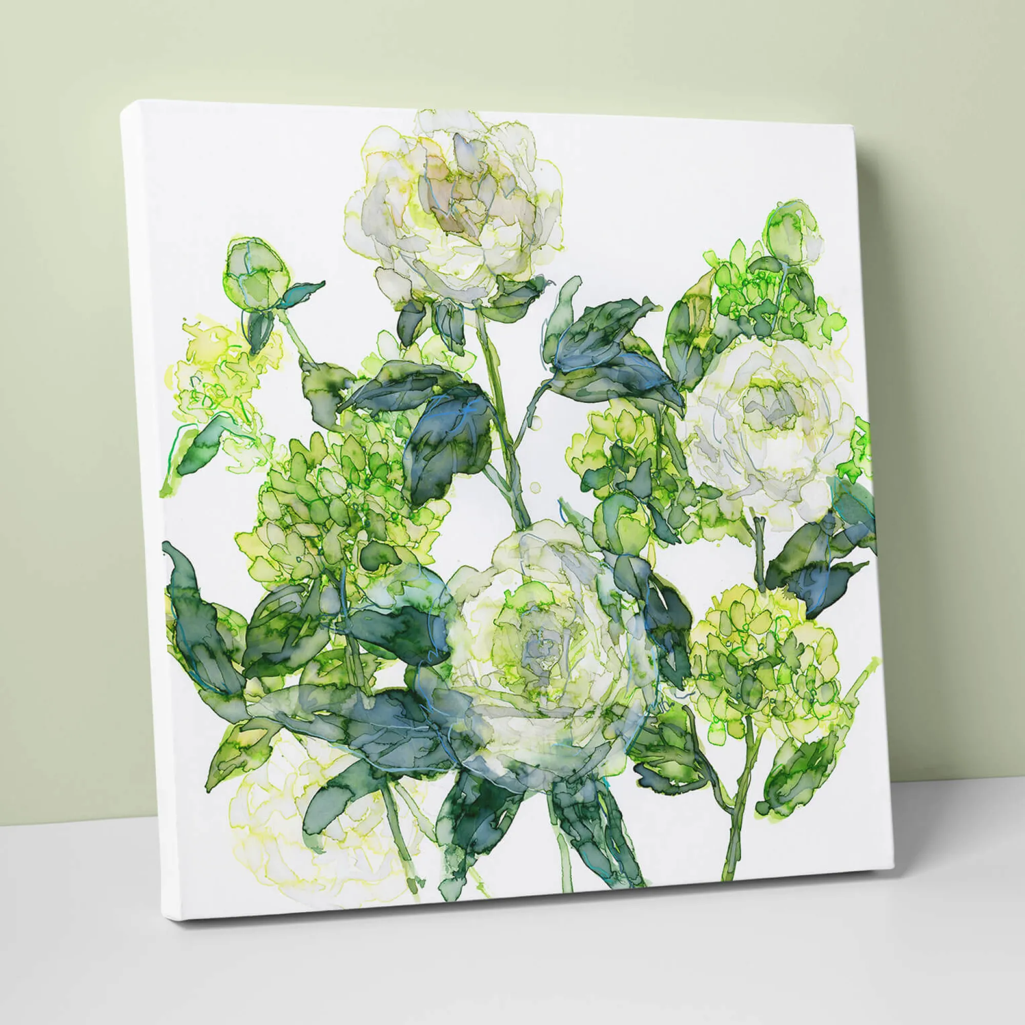 Floral & Flowers|Canvas*Whistlefish White Peonies & Hydrangeas Canvas
