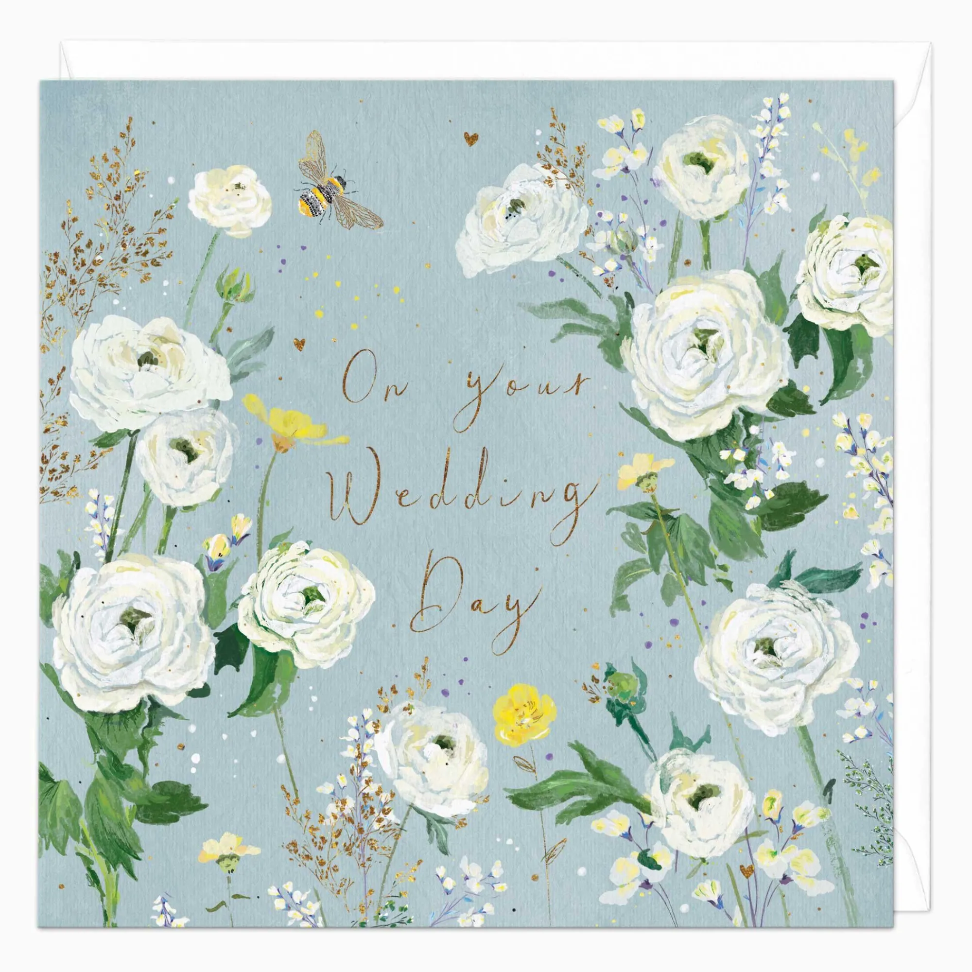 Wedding*Whistlefish White Roses Wedding Card