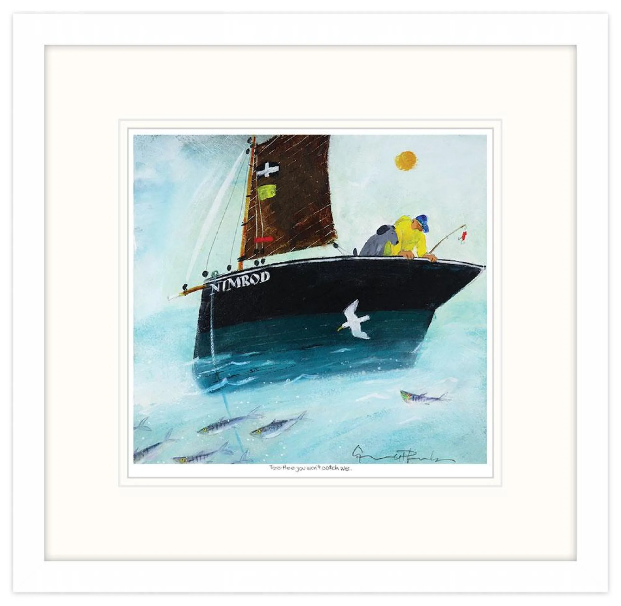 Framed Prints*Whistlefish Won't Catch Me Small Framed Print