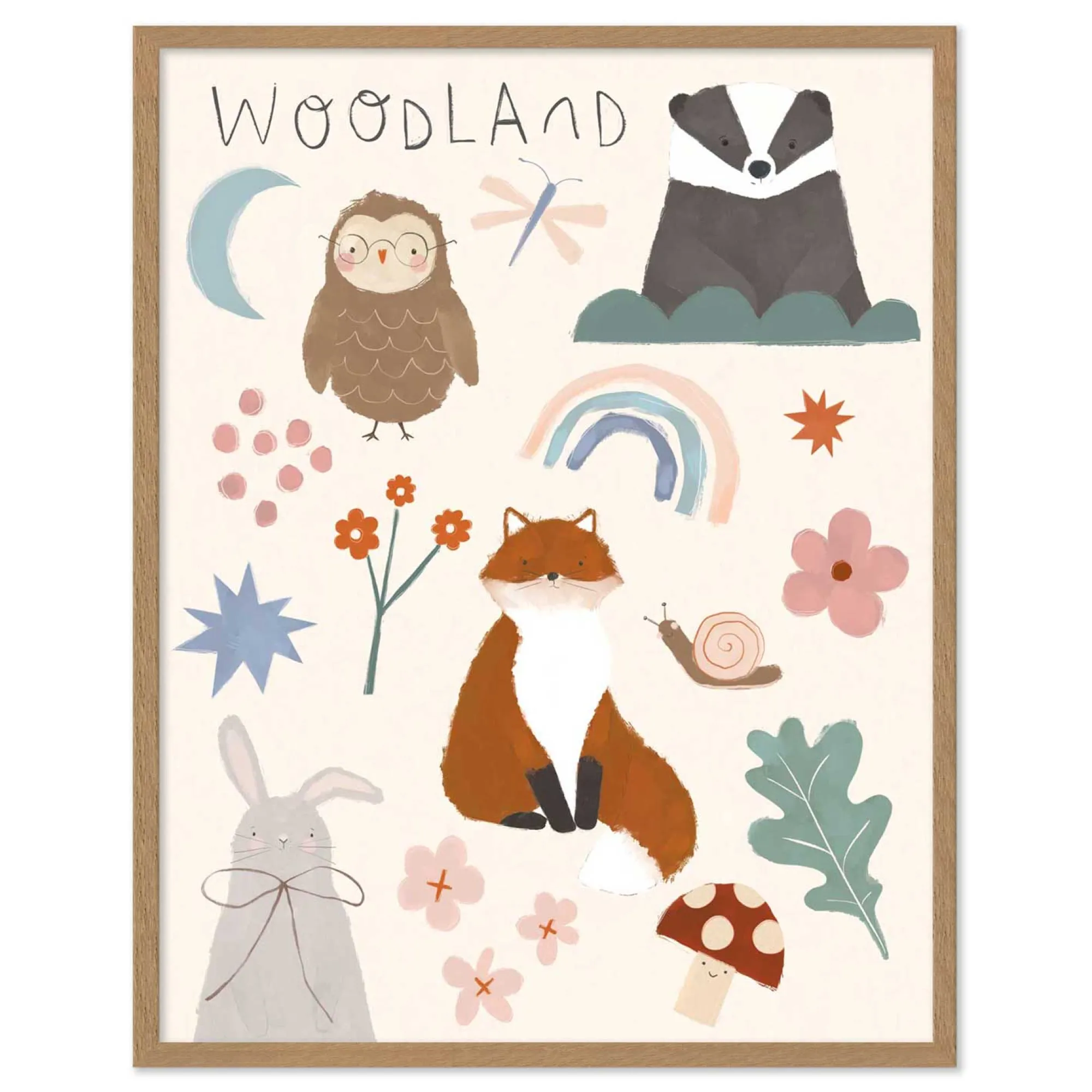 Wild Wonders|Floral & Flowers*Whistlefish Woodland Friends Medium Framed Print